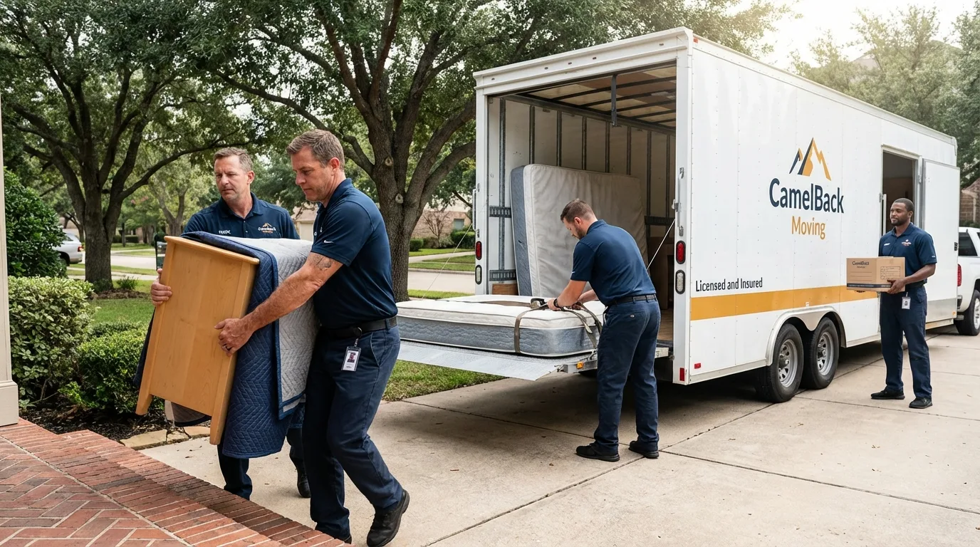Crew loading residential truck for cross-state move from Joanna, SC