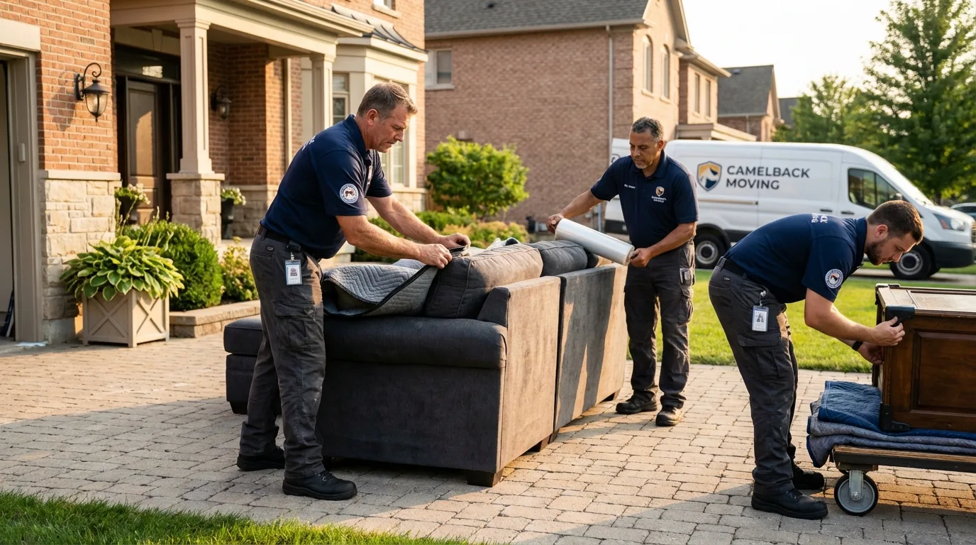 Large estate moving crew wrapping furniture in Joanna, SC