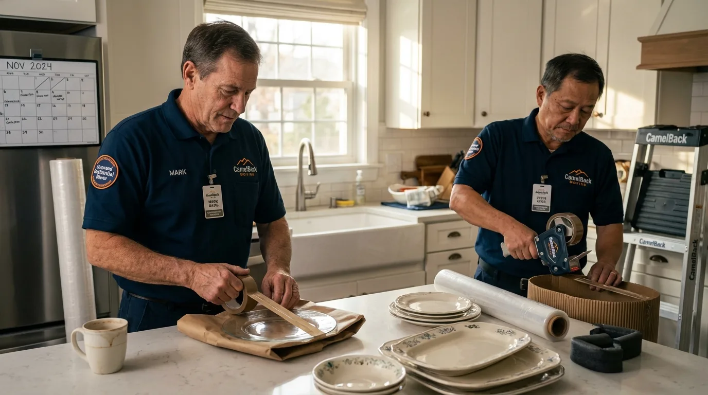 Professional crew packing kitchen dishware in Joanna, SC